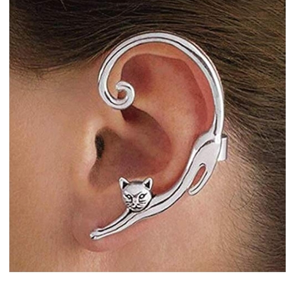 Unique Silver Cat Ear Cuff Earring - Picture 1 of 2